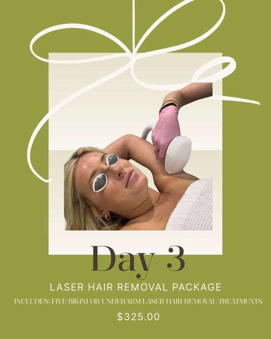 Day 3 is FIVE Bikini OR Underarm Laser Hair Removal Treatments